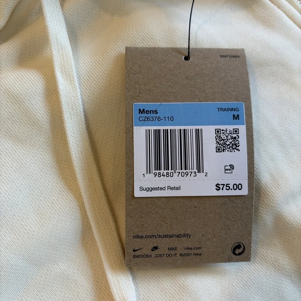 Nike Men's Ivory Dri-fit Zip Up Fleece Warm Hoodie CZ6376-110 Size Medium